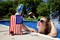 American Flag Flask for Liquor, Wine, Drinks: Beverage Dispenser Holds 2 Liters for Summer, July 4, Sports Tailgating, Birthday, Graduation, Cruises, Boating, BBQ Parties, by Party Flasks